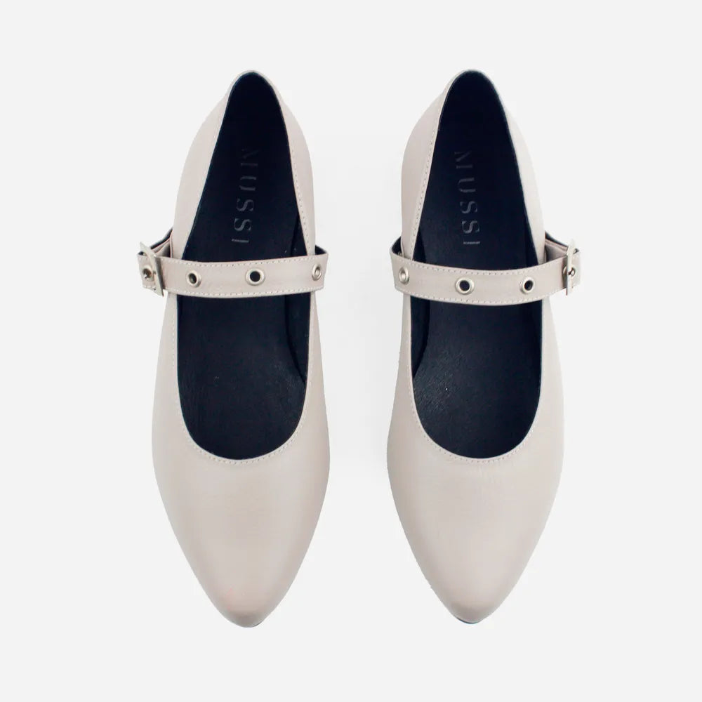 Baleta plana helia de cuero para mujer - Gris