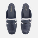 Zueco plano sarah de cuero para mujer - Negro