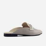 Zueco plano sarah de cuero para mujer - Gris