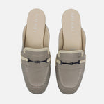 Zueco plano sarah de cuero para mujer - Gris