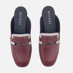 Zueco plano sarah de cuero para mujer - Vino