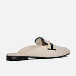 Zueco plano sarah de cuero para mujer - Hueso