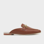 Zueco plano marise de cuero para mujer - Miel