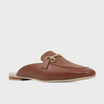 Zueco plano marise de cuero para mujer - Miel