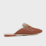 Zueco plano marise de cuero para mujer - Miel