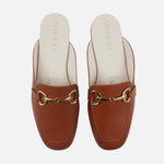 Zueco plano marise de cuero para mujer - Miel