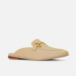 Zueco plano marise de cuero para mujer - Amarillo