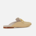 Zueco plano marise de cuero para mujer - Amarillo