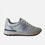 Tenis azara de cuero para mujer - Plateado