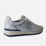 Tenis azara de cuero para mujer - Plateado