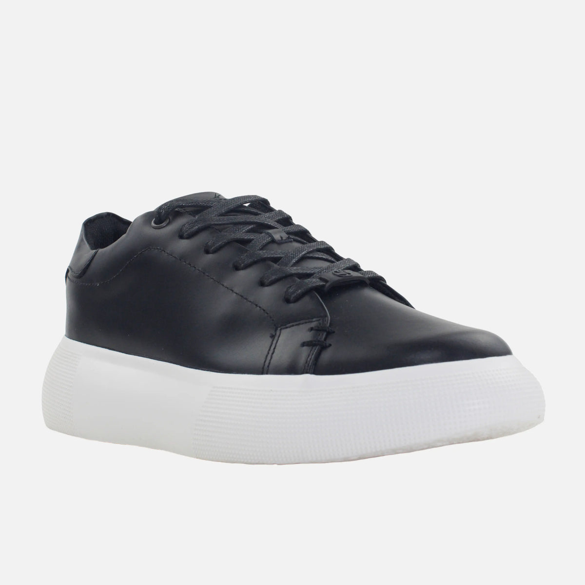 Tenis con plataforma miriah de cuero para hombre - Negro
