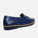 Mocasin plano liora de cuero para mujer - Azul