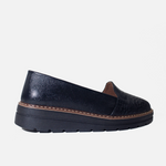 Mocasin plataforma boreal de cuero para mujer - Negro