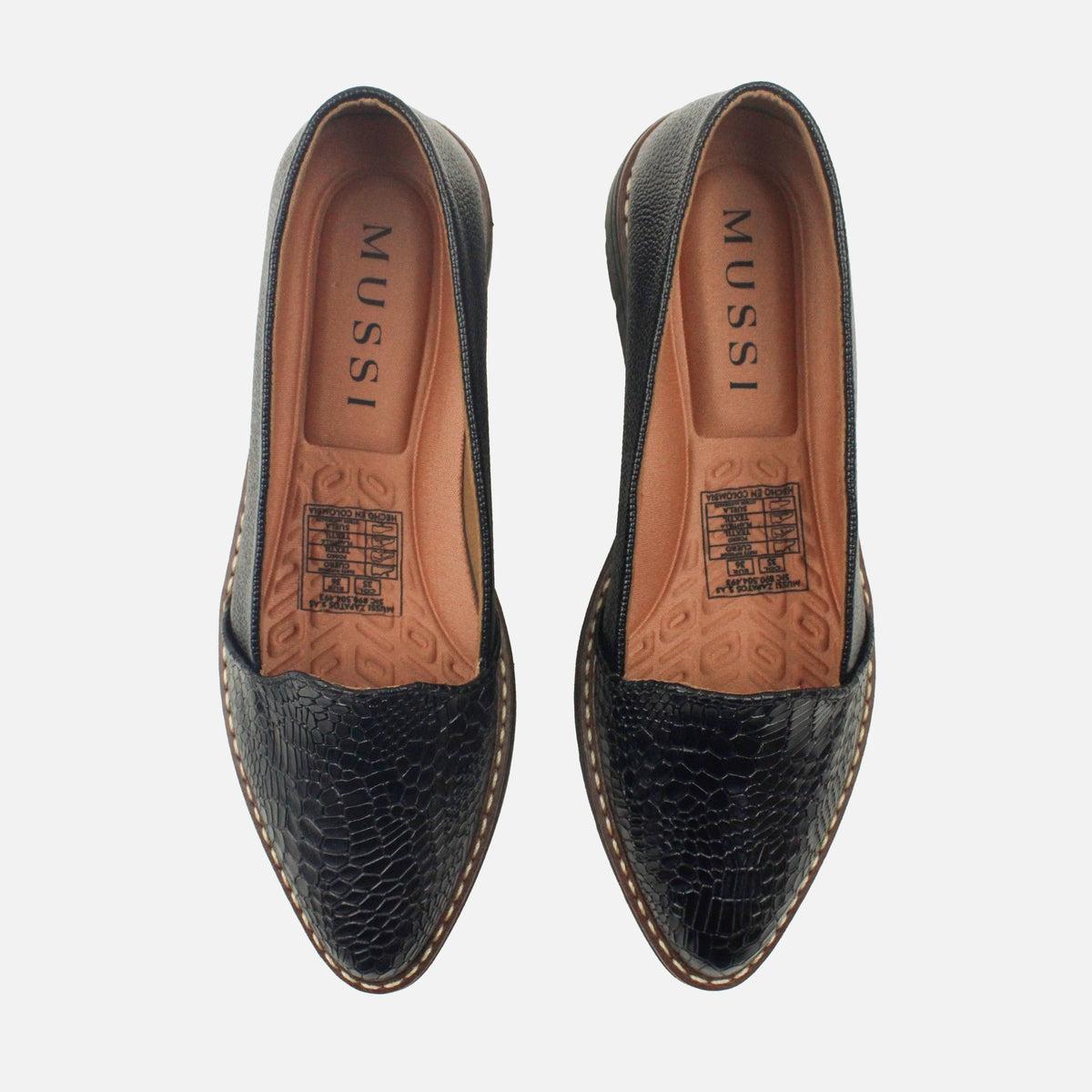 Mocasin plataforma boreal de cuero para mujer - Negro