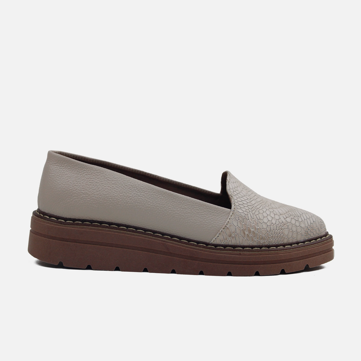 Mocasin plataforma boreal de cuero para mujer - Nude