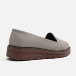 Mocasin plataforma boreal de cuero para mujer - Nude
