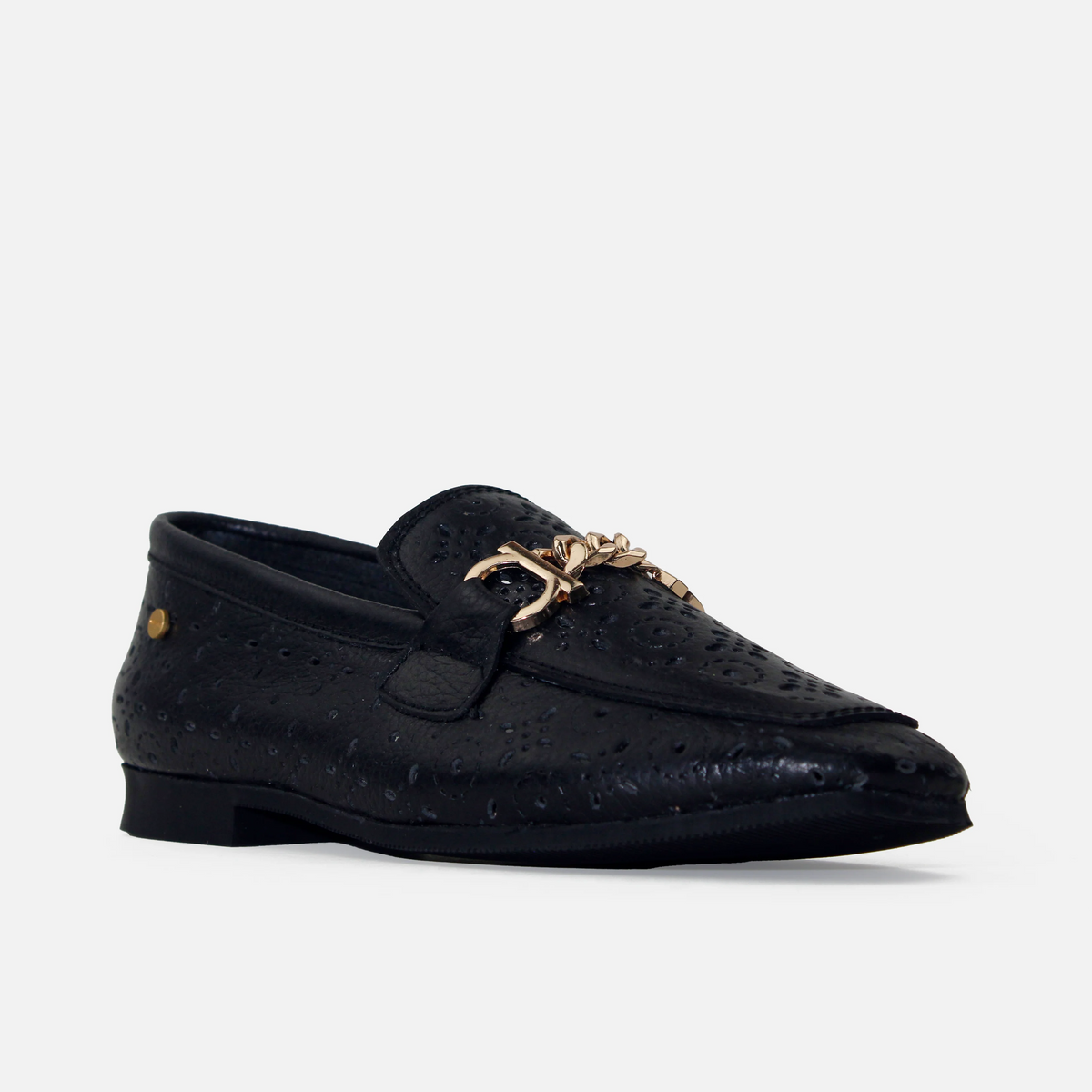 Mocasin plano merida de cuero para mujer - Negro