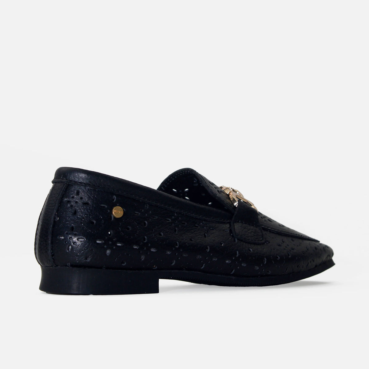 Mocasin plano merida de cuero para mujer - Negro