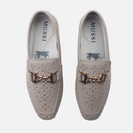 Mocasin plano merida de cuero para mujer - Gris