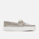 Mocasin plataforma solé de cuero para mujer - Gris