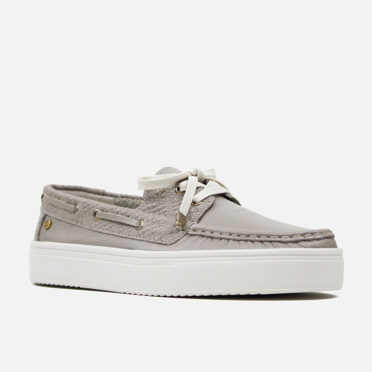Mocasin plataforma solé de cuero para mujer - Gris