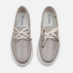 Mocasin plataforma solé de cuero para mujer - Gris