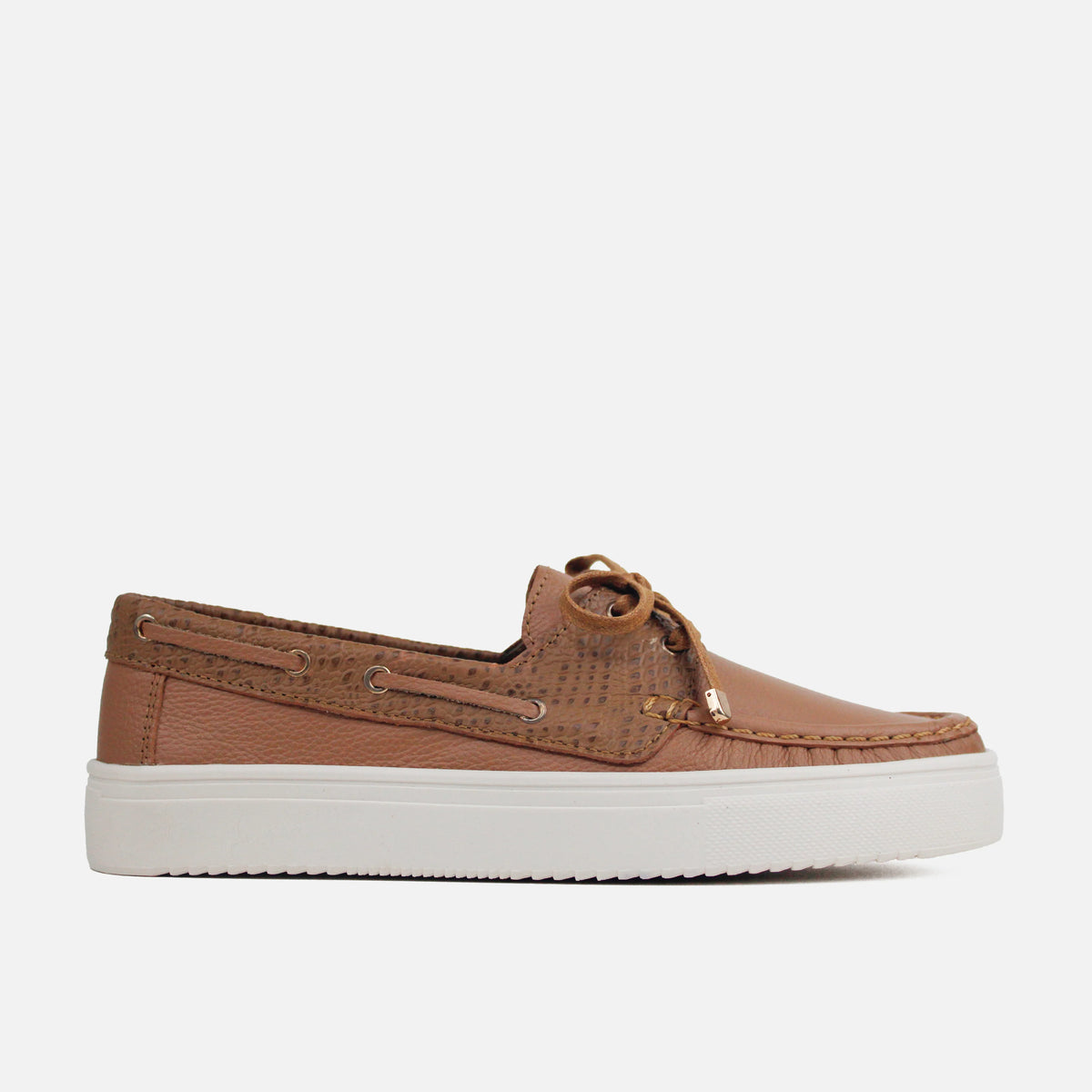 Mocasin plataforma solé de cuero para mujer - Miel