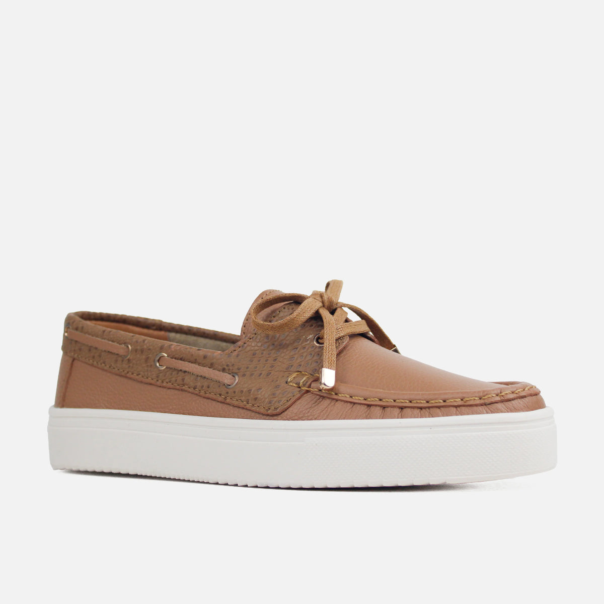 Mocasin plataforma solé de cuero para mujer - Miel