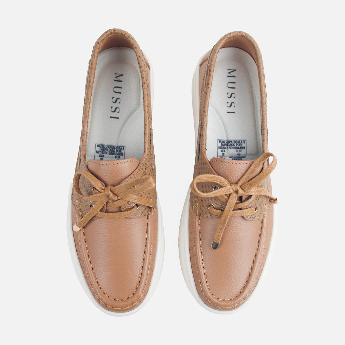 Mocasin plataforma solé de cuero para mujer - Miel