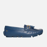 Mocasin plano sibel de cuero para mujer - Azul
