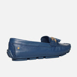 Mocasin plano sibel de cuero para mujer - Azul