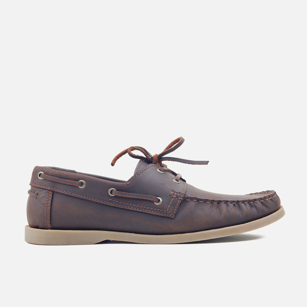 Mocasin plano abril de cuero para hombre - Café