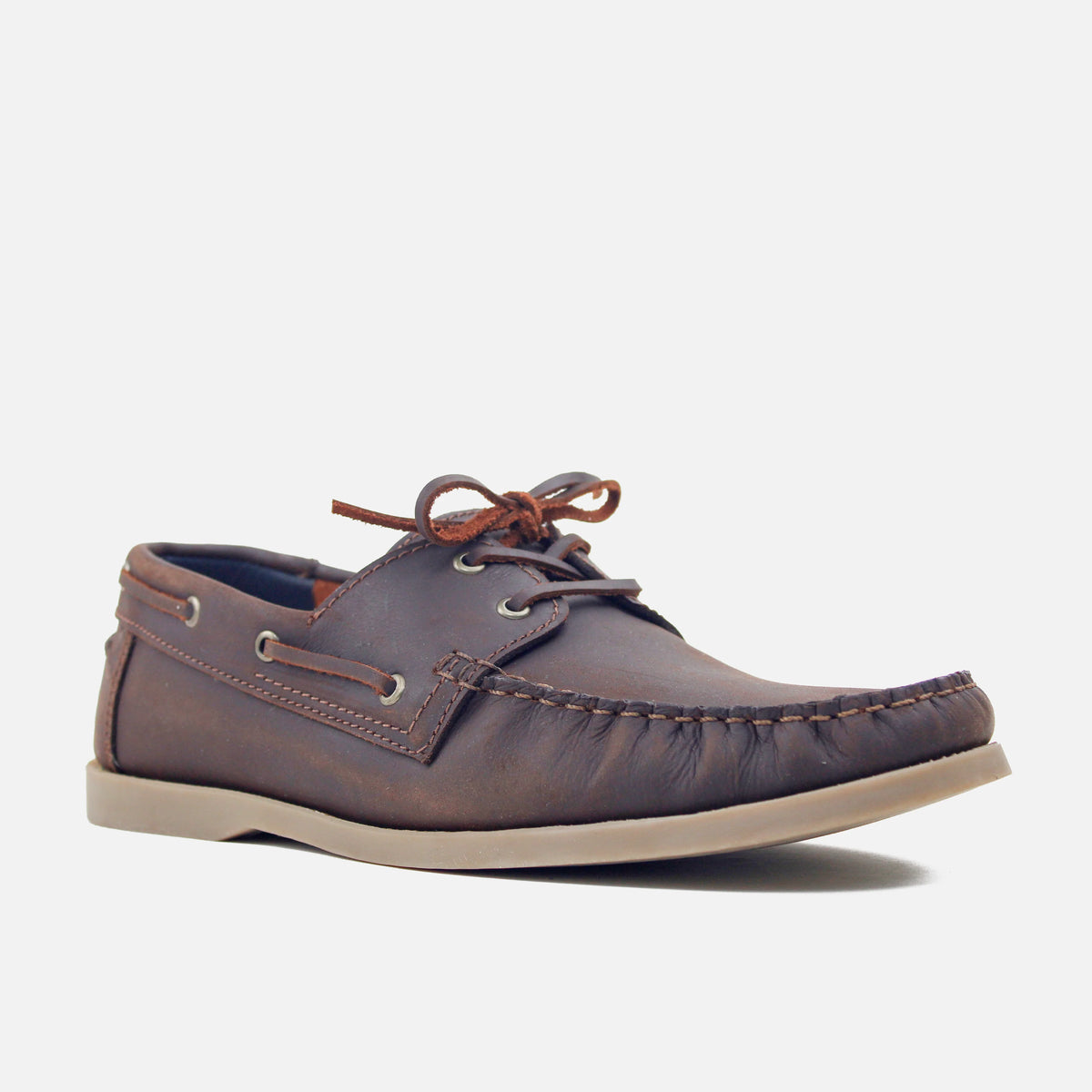Mocasin plano abril de cuero para hombre - Café