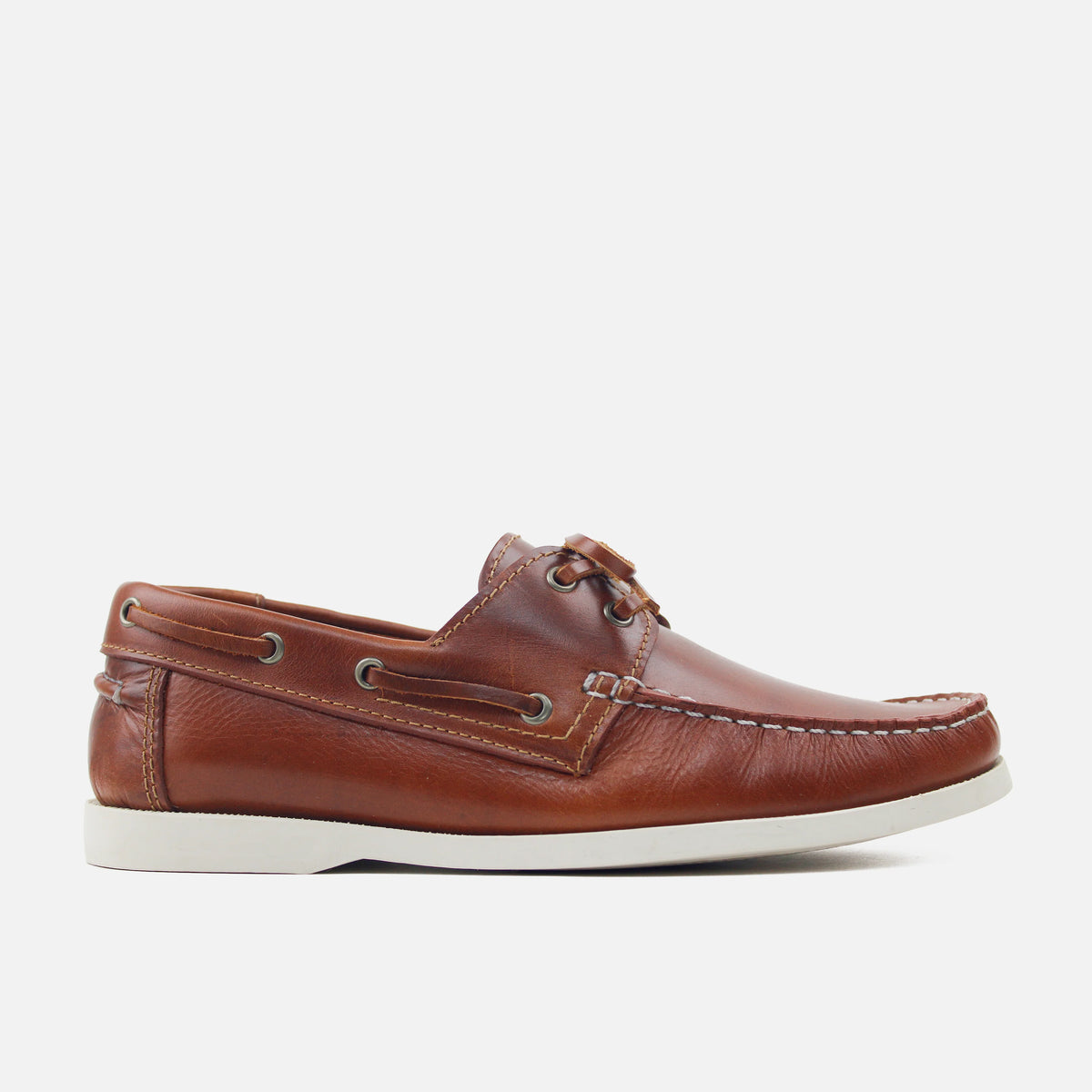 Mocasin plano abril de cuero para hombre - Brandy