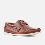 Mocasin plano abril de cuero para hombre - Brandy