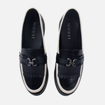 Mocasin plano vaniah de cuero para mujer - Negro