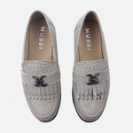 Mocasin plano vaniah de cuero para mujer - Gris