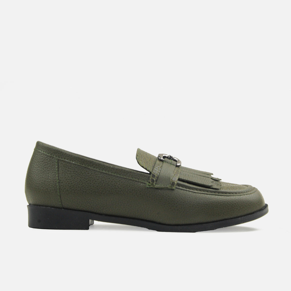 Mocasin plano vaniah de cuero para mujer - Verde