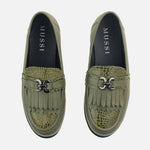 Mocasin plano vaniah de cuero para mujer - Verde