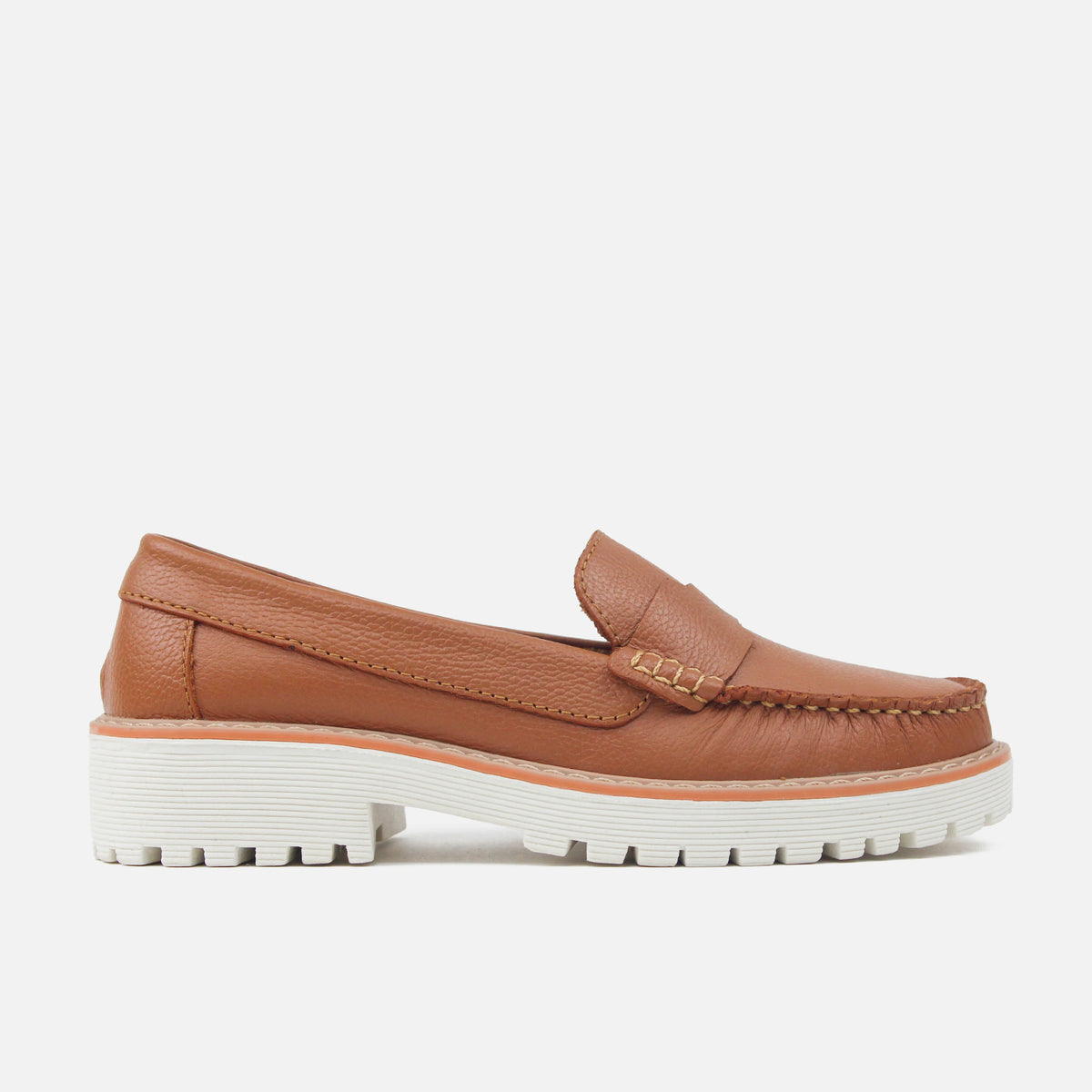 Mocasin tractorado liana de cuero para mujer - Miel