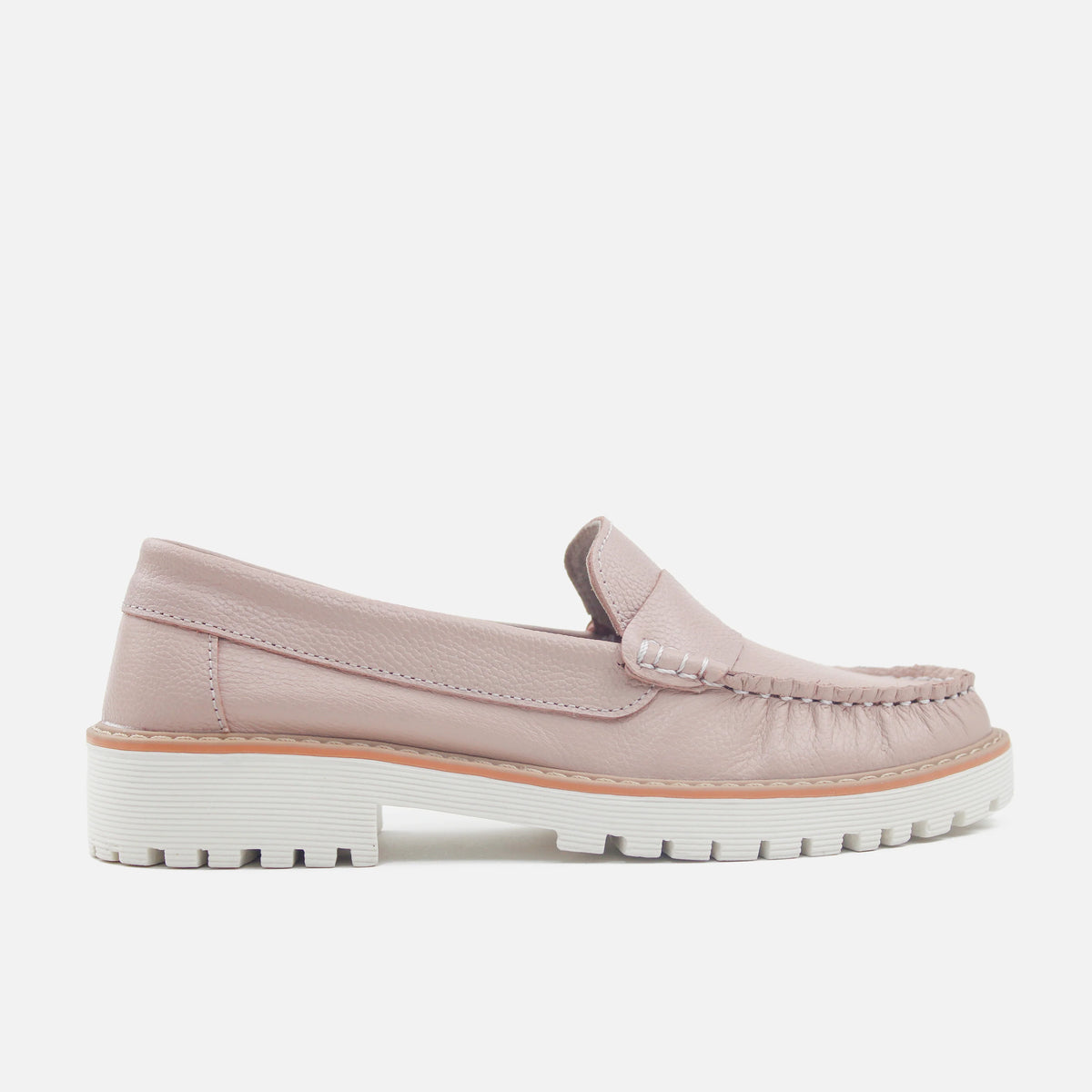 Mocasin tractorado liana de cuero para mujer - Rosado