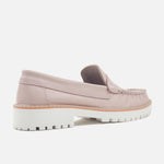 Mocasin tractorado liana de cuero para mujer - Rosado