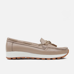 Mocasin plataforma alondra de cuero para mujer - Beige