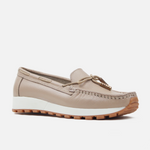Mocasin plataforma alondra de cuero para mujer - Beige