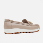 Mocasin plataforma alondra de cuero para mujer - Beige