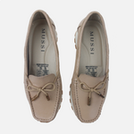 Mocasin plataforma alondra de cuero para mujer - Beige