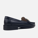 Mocasin plano frescura de cuero para mujer - Negro