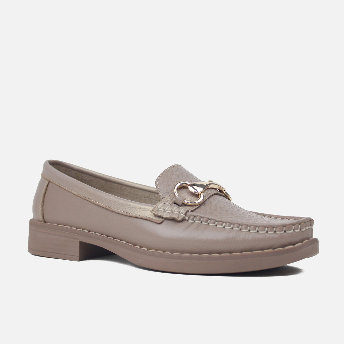 Mocasin plano frescura de cuero para mujer - Taupe