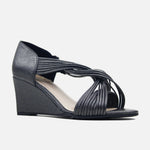 Sandalia plataforma petalo de sintético para mujer - Negro