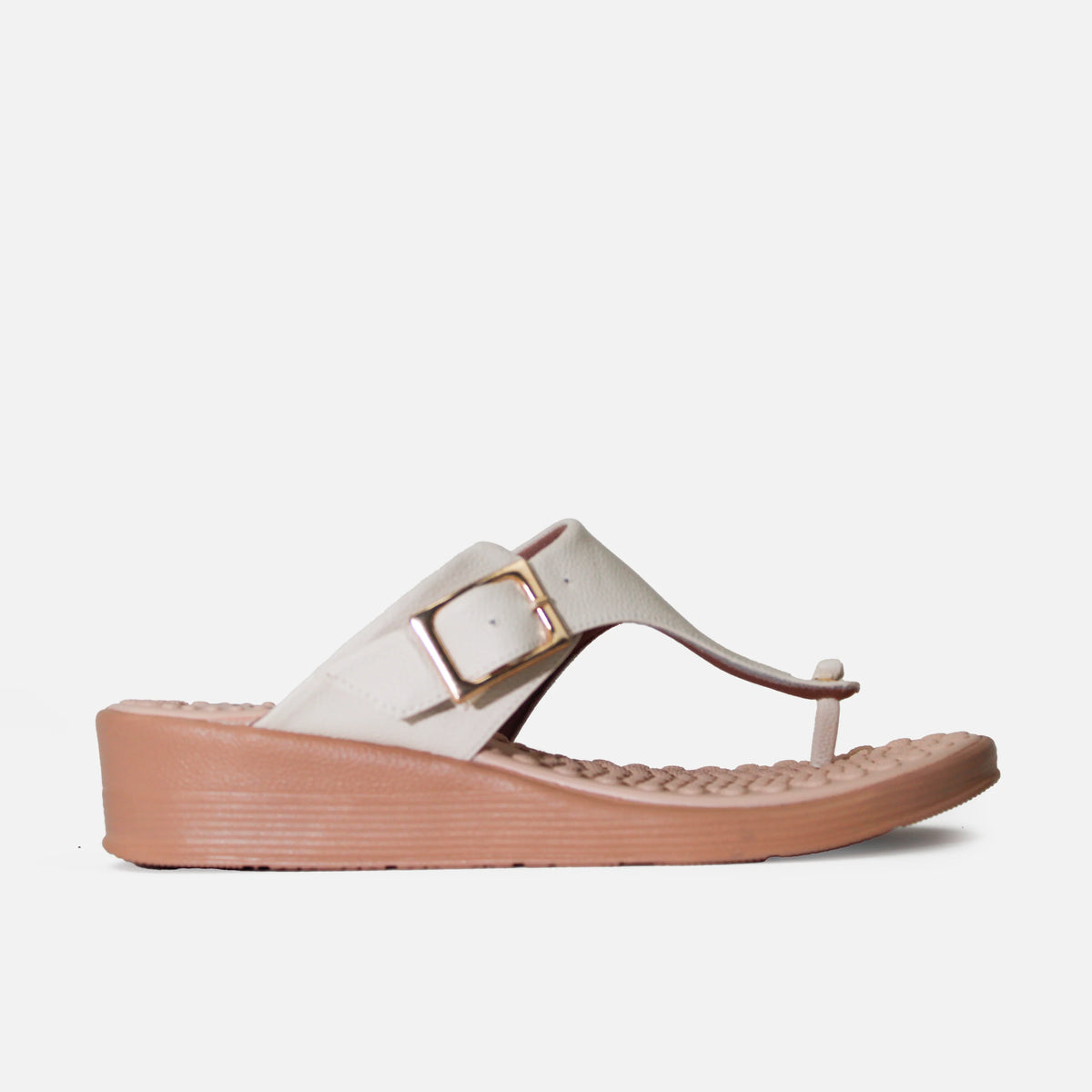 Sandalia plataforma liona de sintético para mujer - Hueso